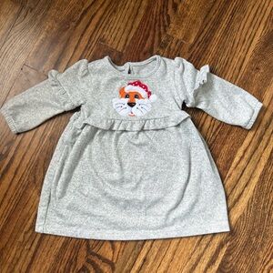 Wonder Nation Baby Infant 3-6Months Gray Long Sleeve Dress with Santa Tiger